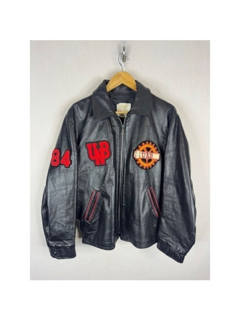 Vintage University of New Brunswick Engineering Leather Varsity Jacket Black S